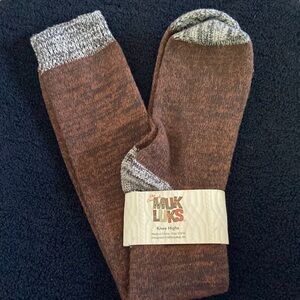 The Original MUK LUKS Brown Knee Highs Microfiber Polyester OSFM